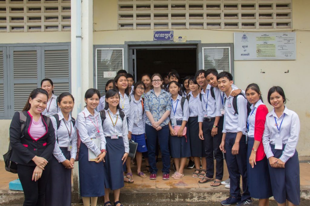 Talking to high school students in Battambang
